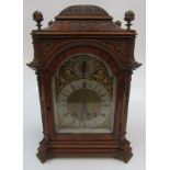 A Lenzkirch burr walnut mantel clock, late 19th century, the movement signed 'Lenzkirch,