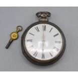 An early Victorian silver pair cased pocket watch.