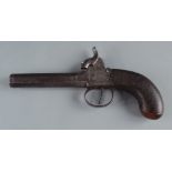 A percussion pistol, 19th century, with a 10cm octagonal barrel and mahogany stock,