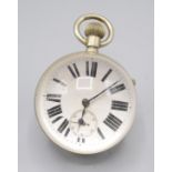 A magnification globe desk clock, the white enamel dial with roman numerals, diameter 6.5cm.