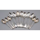 Twelve various tea and coffee spoons, 6.2oz.