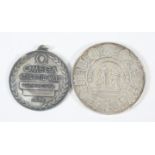 A large silver United Hospitals Athletic Club medal 7mm diameter uninscribed 165g,