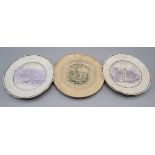 Three pottery nursery plates, 19th century, entitled 'Mount Edgcumbe',