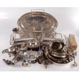 Miscellaneous silver plated items, including two tureens,