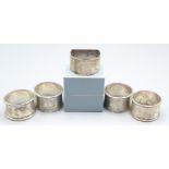 Six various silver napkin rings, 5oz.