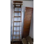 A stained ash and pine library ladder by Slingsby, mid 20th century, in two parts,