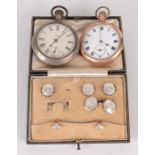 Two pocket watches and a part dress set.