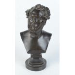 A bronze bust of a bearded gentleman, signed to the reverse 'E.A.