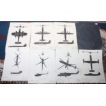 Six military aircraft identification posters, 51 x 38.5cm.