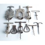 A selection of ten metal corkscrews, including Zig Zag, Magic Lever and The Challenge.