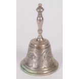 A continental silver coloured metal bell, height 8.5cm, 78 g.