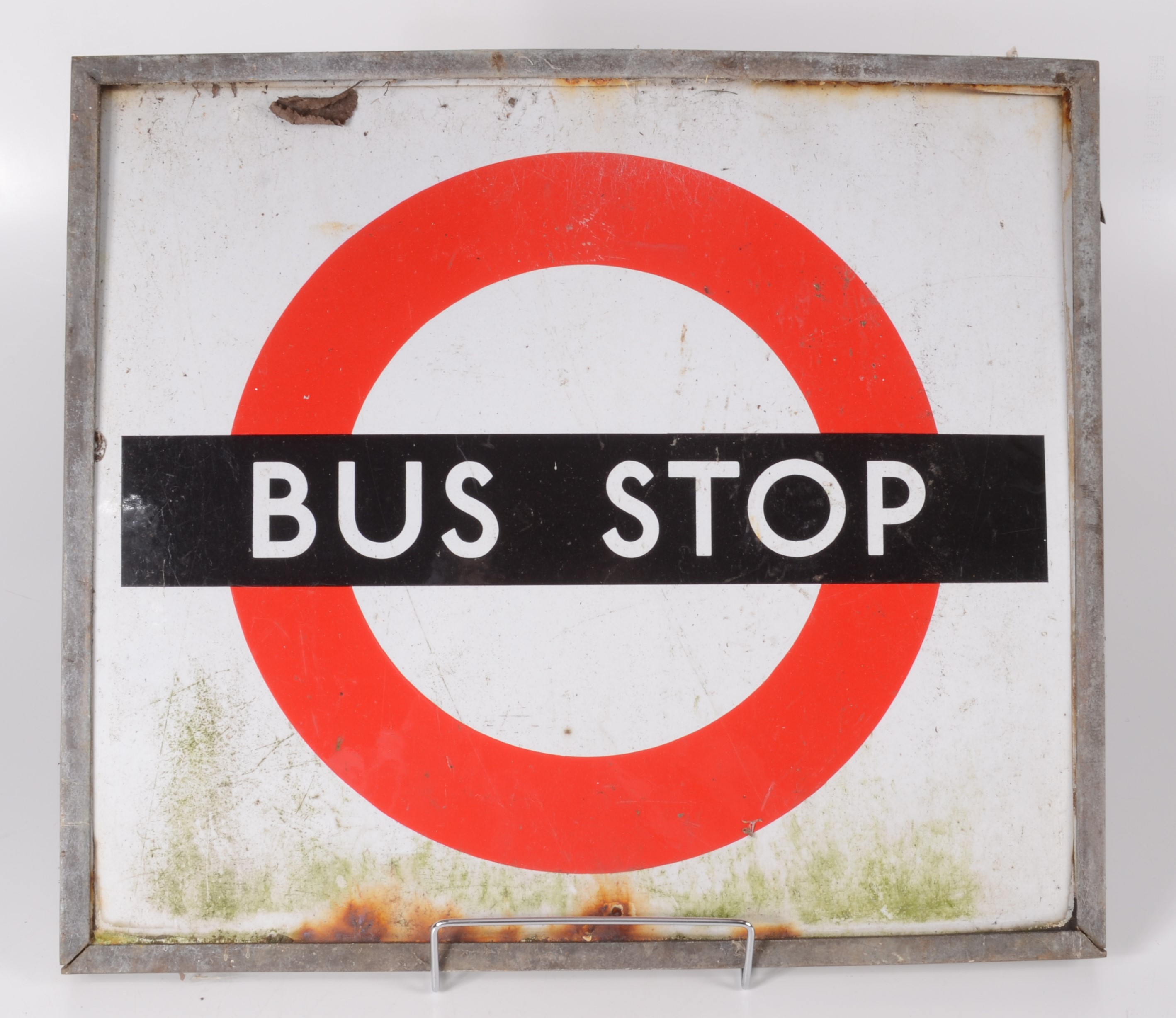 A London Transport enamel Bus Stop sign, 40 x 45.6cm.