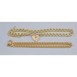 Two 9ct gold bracelets 15g.