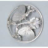 A Jensen silver brooch no. 283 with butterflies Hallmarked for 1992, 25g.
