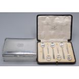 A set of six silver Mappin & Webb coffee spoons, cased,