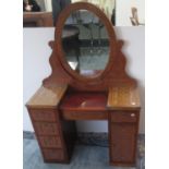 A remarkable Ukrainian chip carved and bead inlaid small dressing table,