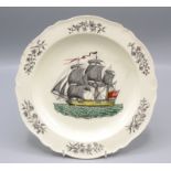 A maritime creamware plate, early 19th century,