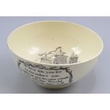 A maritime creamware bowl, early 19th century,