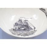 A maritime creamware bowl, early 19th century,