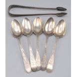 A set of five George III bright cut silver teaspoons by George Smith & Thomas Hayter London 1799