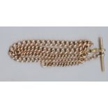 A 9ct gold graduated curb link watch chain, 37.4g.