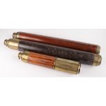 A brass and leather covered single draw telescope, 19th century, closed length 51.