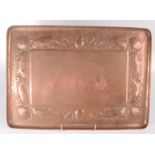 A Newlyn copper rectangular tray,