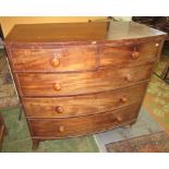 A mahogany bow front chest of drawers, early 19th century,