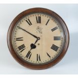 An oak cased RAF wall clock, the 35cm painted dial with roman numerals, diameter 45.5cm.
