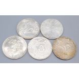 Four German silver 10 Deutschemark coins, 1972 Olympics,