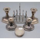 A silver Mappin & Webb toast rack,