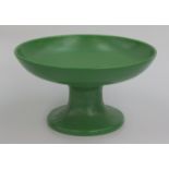 A Ruskin pottery green glazed tazza, height 15cm, diameter 28cm.