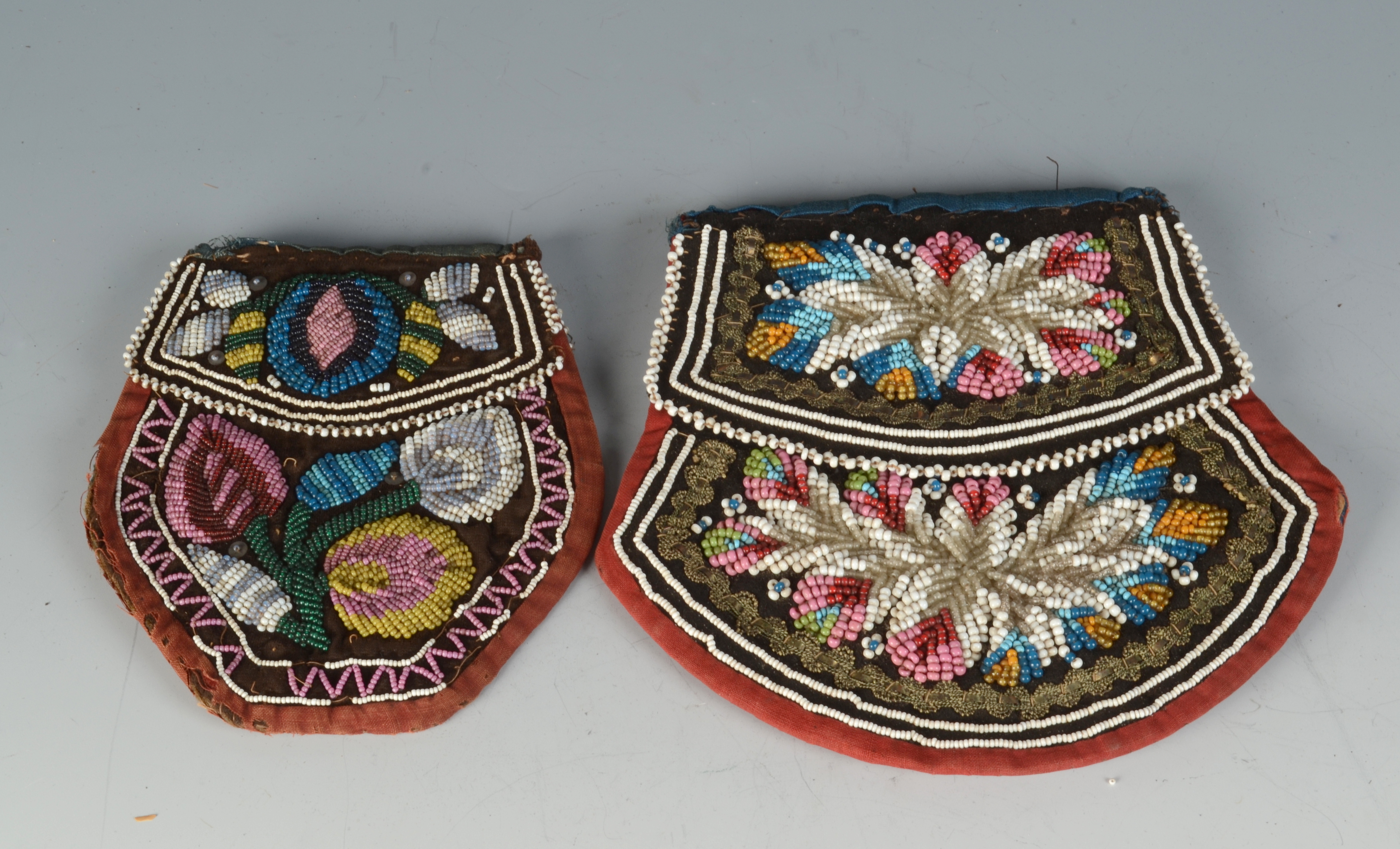 Two beadwork purses, 19th century.