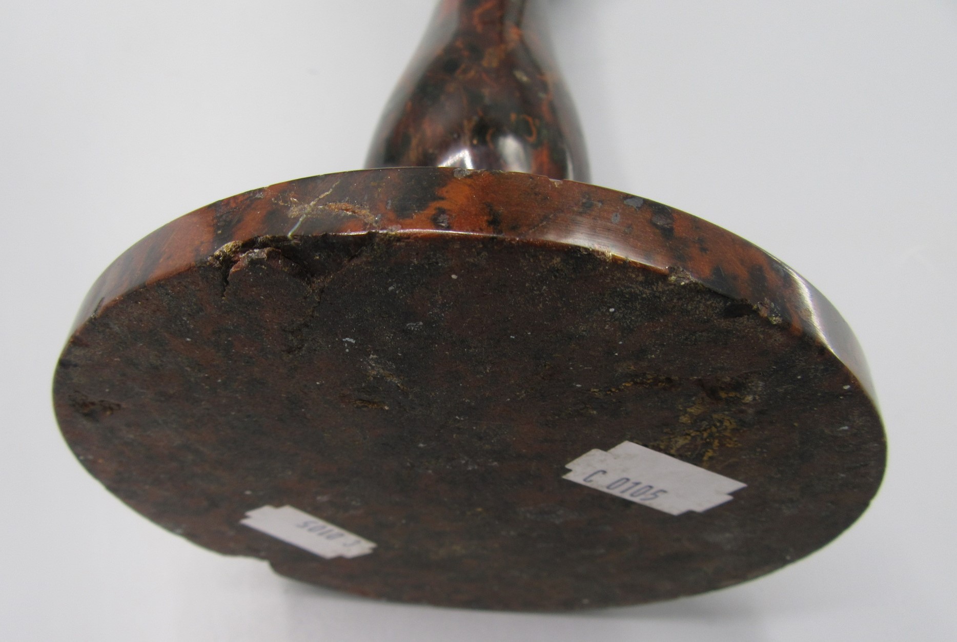 A Cornish serpentine candlestick, with a baluster stem on a circular plinth base, height 22cm, - Image 5 of 7
