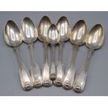 A set of six Chinese silver fiddle,