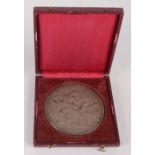 A large French silver matte medal after Daniel-Dupuis dated 1920, diameter 68mm, boxed, 141g.