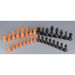 A Staunton style wooden chess set, weighted bases, height of kings 10.2cm.