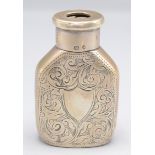 A silver vesta case 'The Maze Morton's Patent' of bottle form with engraved decoration,