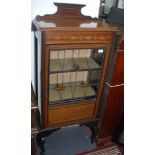 An Edwardian inlaid mahogany display cabinet,