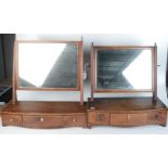 Two bow front dressing table mirrors, 19th century, each with three drawers and bracket feet,