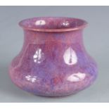 An Ashby Guild pottery purple lustre vase, early 20th century, of squat form, height 12cm,