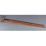 A horn handled and silver mounted walking stick, Birmingham 1901, length 93cm, another similar,