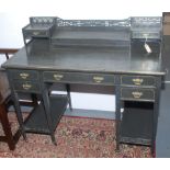 An Aesthetic Movement black and gilt kneehole desk,