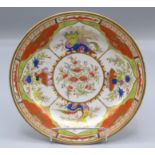 A Chamberlains Worcester 'Dragons In Compartments' plate, early 19th century, diameter 24cm.