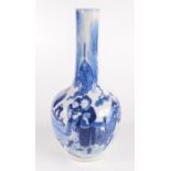 A Chinese blue and white vase, 19th century, decorated with figures and a horse,