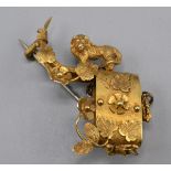 A high purity gold tigers claw brooch mount, 7.3g.
