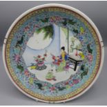 A Chinese porcelain famille rose charger, Republic period,