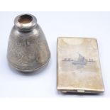 An Egyptian silver conical pot engraved with traditional strap-work Cairo 900, height 9.