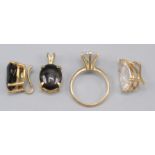 A 14ct gold white stone set ring, a 14ct gold stone set pendant,