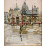 Ken HOWARD St Mark's Square Oil on board Signed 30 x 25cm